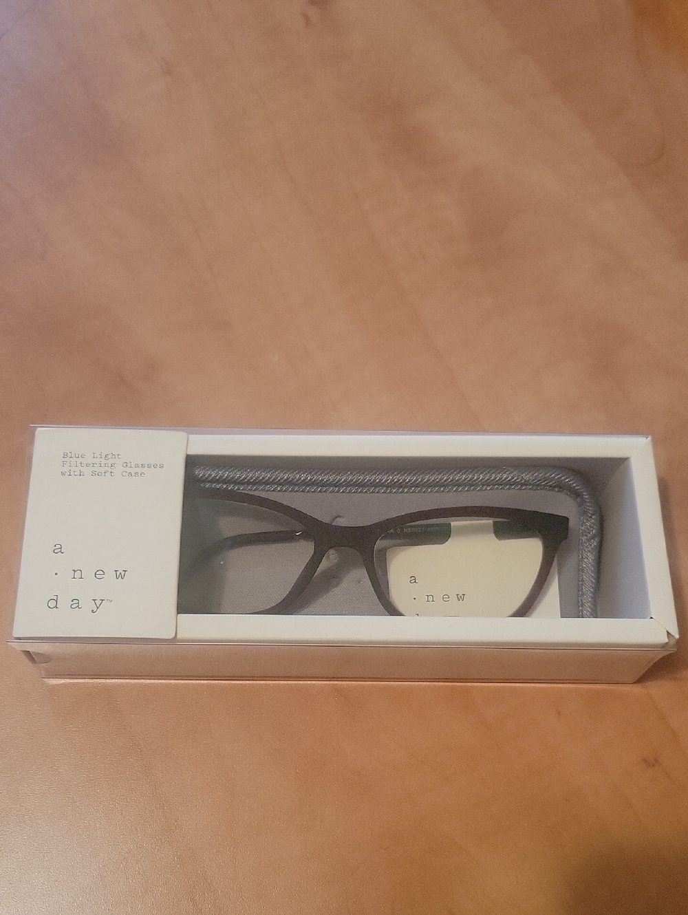 a new day Blue Light Filtering Glasses in Brown Frame With Soft Case